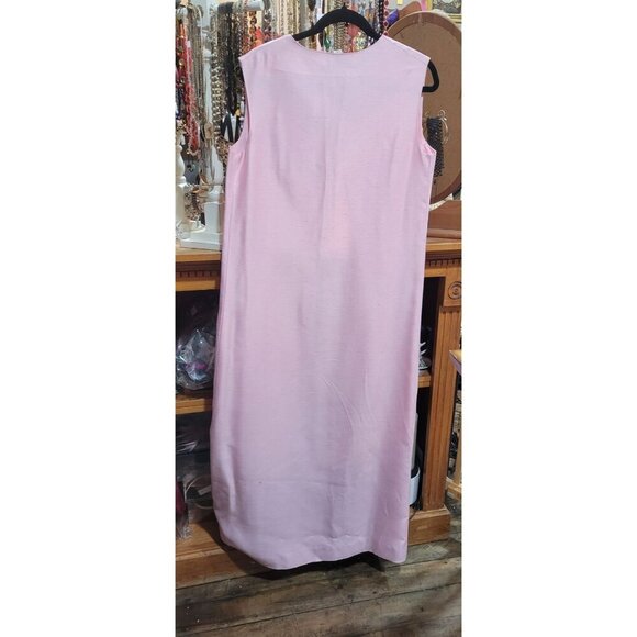 Vintage 60's Pink Straight Maxi Dress w/ Matching Sleeveless Duster - Picture 8 of 11